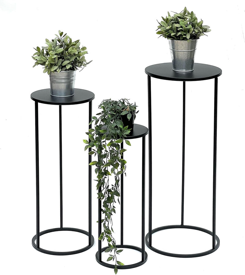 DanDiBo Blumenhocker Metall Schwarz Rund Blumenständer Beistelltisch 96316 3er Set Blumensäule Moder