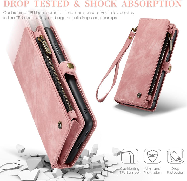 UFinetech für Samsung S23 FE Hülle, Stossfest Kartenfach Magnetisch Abnehmbare Tasche für Samsung Ga