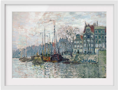 Bild mit Rahmen - Claude Monet - Kromme Waal Amsterdam - Farbe Weiss, 40 x 55cm 40cm x 55cm Weiss, 4