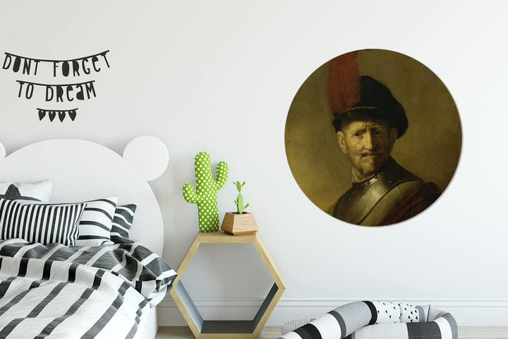 MuchoWow Wandbild Rund Wanddeko Deko Wohnzimmer Bilder 90x90 cm Porträt eines Mannes - Rembrandt van