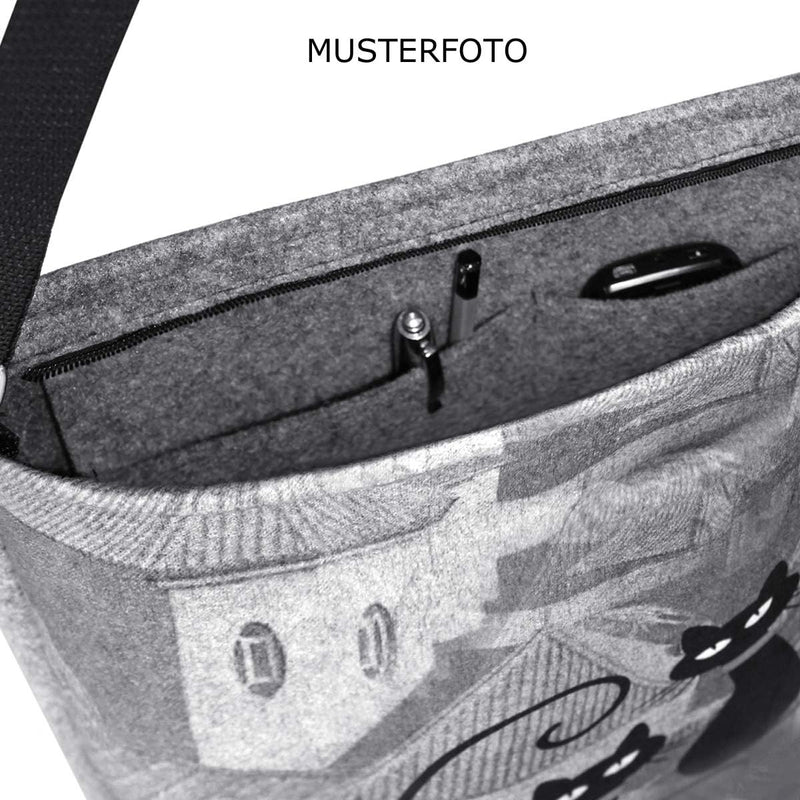 Bertoni Damen Tasche Schultertasche Shopper Umhängetasche Handtasche Eko Filztasche Grau Farbe Grau