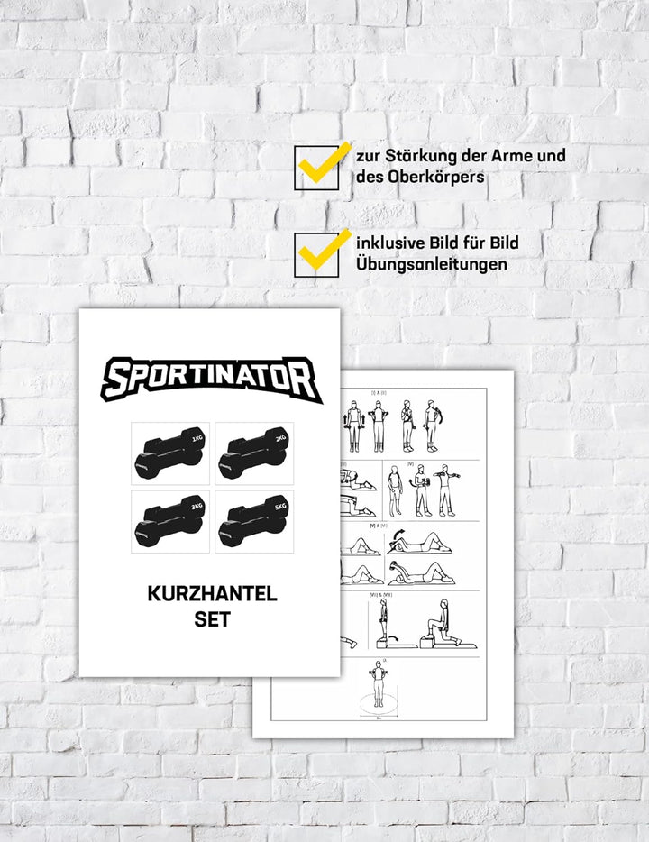 SPORTINATOR Hantel 2er-Set 1, 2, 3 oder 5 kg Hantelset, schwarz fürs Homegym, Studio oder zu Hause i