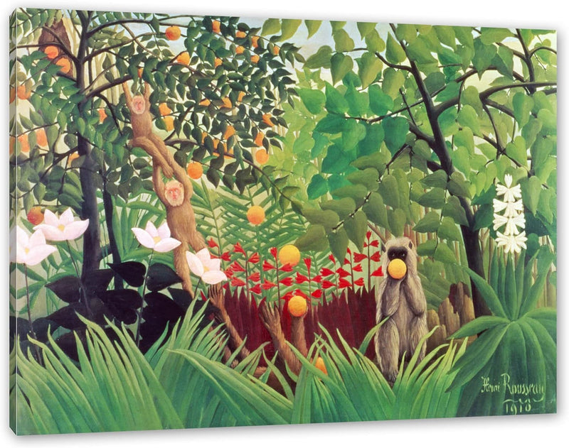 Generisch Henri Rousseau - Exotische Landschaft als Leinwandbild / Grösse: 100x70 cm / Wandbild / Ku