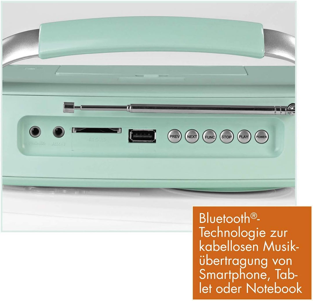 EASYmaxx Design Radio | Tragbares Radio im angesagten 50's Retro Style | Mit Bluetooth®-Technologie,