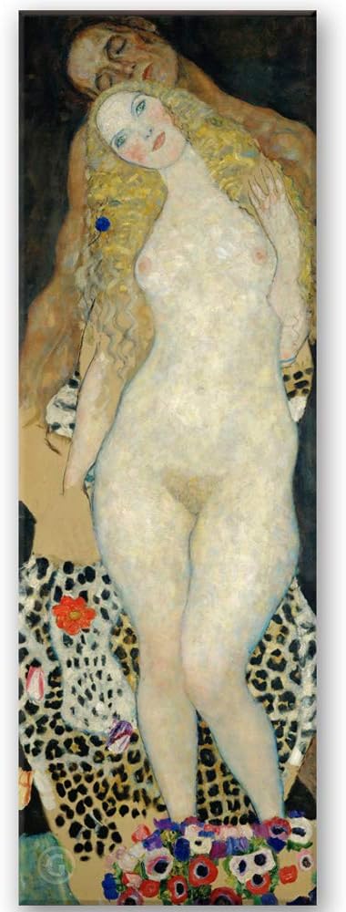 Feeby Deco Panel Adam und Eva Bild Kunstdruck modern Gustav Klimt Beige 30x90 cm M12825 30x90 cm, M1