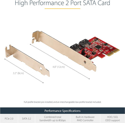 StarTech.com 2 Port PCIe SATA RAID Kontroller - PCIe SATA Hardware RAID Controller - PCIe Festplatte