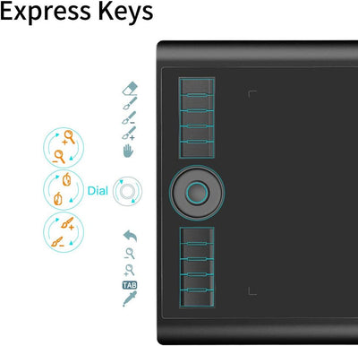 GAOMON M10K PRO 10” X 6,25" Zeichentablett mit Touch Ring, arbeitet mit AP32 Battrielosem Stift, kom