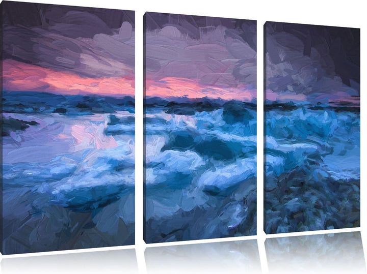 Pixxprint Extreme Eislandschaft als Leinwandbild/Grösse: 3 Teilig (120x80) cm/Wandbild/Kunstdruck/fe