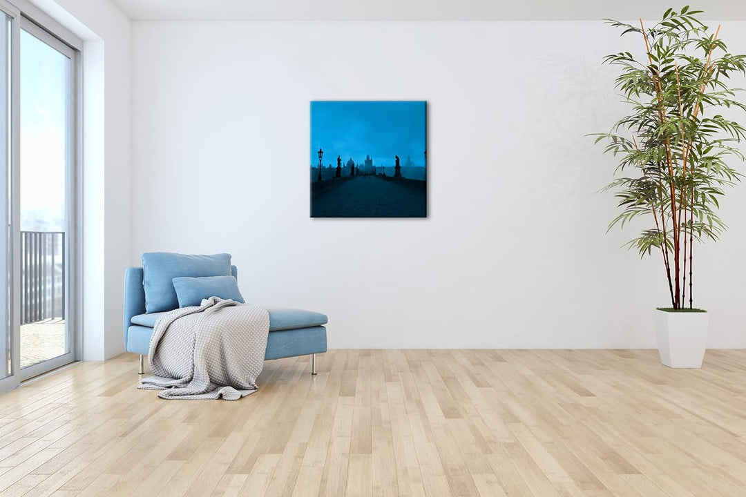 deyoli Brücke in Prag im Format: 70x70 Effekt: Zeichnung als Leinwandbild, Motiv auf Echtholzrahmen,