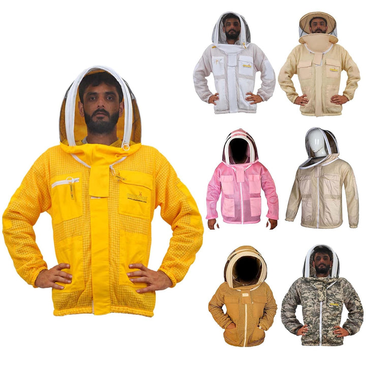 URBANSBEE Beekeeping Jacket 3-Layer Round Hat Pattern Vented Mask Beekeeping Jacket Protection for B