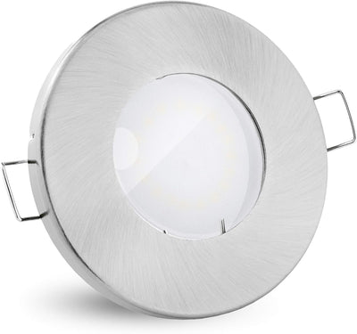 linovum 10 Stück fourSTEP Einbauleuchte LED Bad flach dimmen ohne Dimmer - LED GU10 5W warmweiss 230