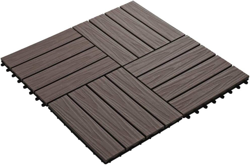 Festnight WPC Terrassendielen Terrassenplatten 30x30 cm 11er Spar Set für 1m² Dunkelbraun in Holzopt