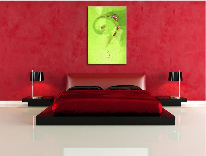 Pixxprint Marienkäfer Folgen dem Fragezeichen Kunst Pinsel Effekt, Format: 100x70 auf Leinwand, XXL