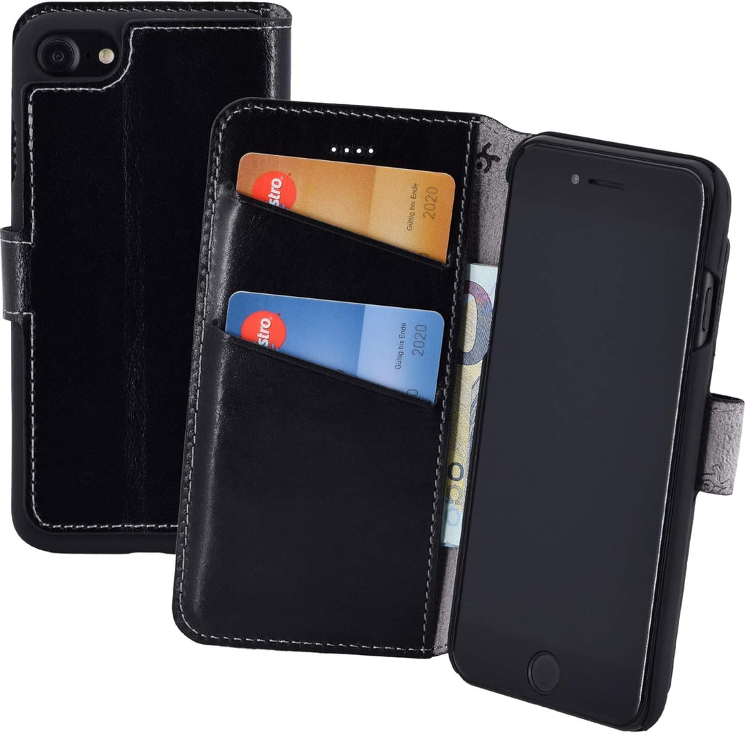 Suncase Origina Book-Style (Slim-Fit) kompatibel mit iPhone SE 2020 Ledertasche Leder Etui Tasche Ha