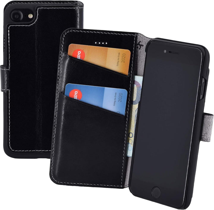 Suncase Origina Book-Style (Slim-Fit) kompatibel mit iPhone SE 2020 Ledertasche Leder Etui Tasche Ha