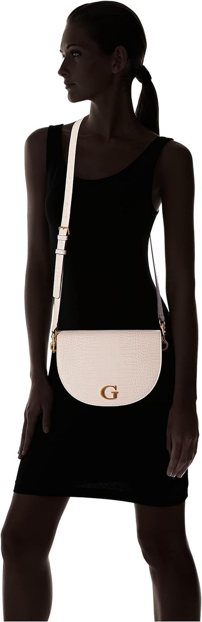 Guess Damen Creme Danna Saddle Bag, Rosa, Einheitsgrösse