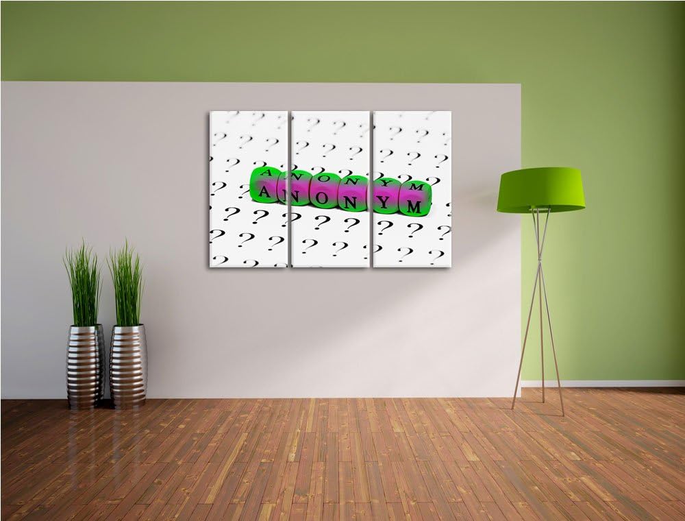 Anonymus Schriftzug aus Würfeln schwarz/weiss 3-Teiler Leinwandbild 120x80 Bild auf Leinwand, XXL ri