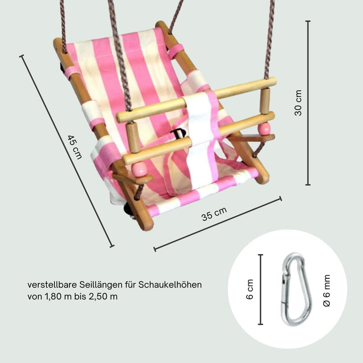 h2i Babyschaukel mit Haltegurt | Kinderschaukel aus wetterfestem Stoff | Kleinkindschaukel für Indoo