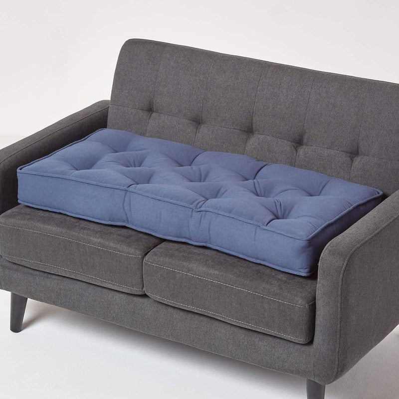 Homescapes Langes Sitzkissen dunkelblau 100x48 cm, Dicke Sofa-Auflage gepolstert, Sitzauflage Sofa m