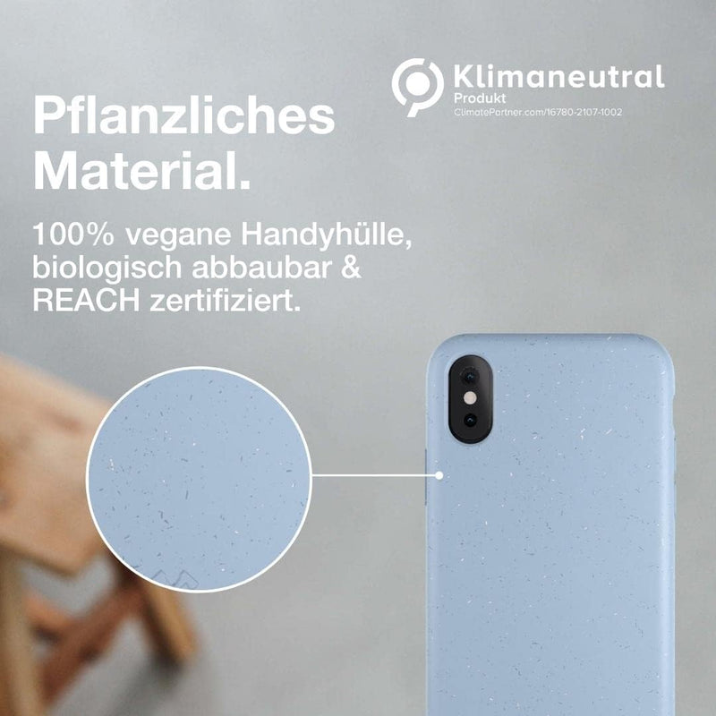 Woodcessories - Antibakterielle Bio Hülle kompatibel mit iPhone XS Hülle hellblau, iPhone X Hülle he