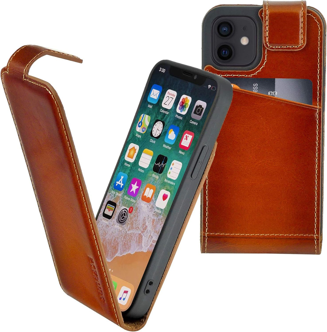 Suncase Original Flip-Style (Ultra-Slim) kompatibel mit iPhone 12 Mini (5.4") Hülle Ledertasche Tasc