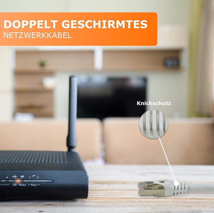 1aTTack.de 30m - weiss - 1 Stück CAT.7 Netzwerkkabel Patchkabel SFTP PIMF LSZH Gigabit Lan Kabel 10G