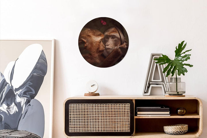 MuchoWow Wandbild Rund Wanddeko Deko Wohnzimmer Bilder 30x30 cm Schmetterling - Affe - Tiere - Dschu