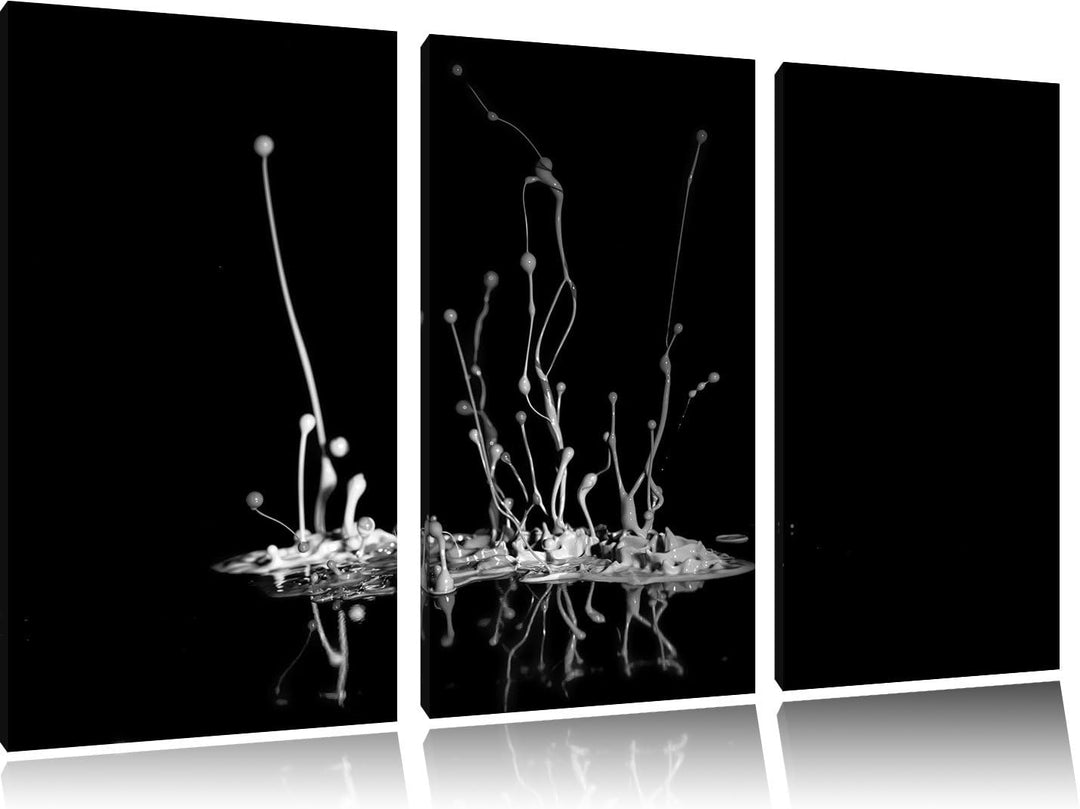 Pixxprint Dark Farbspritzer als Leinwandbild/Grösse: 3 Teilig (120x80) / Wandbild/Kunstdruck/fertig