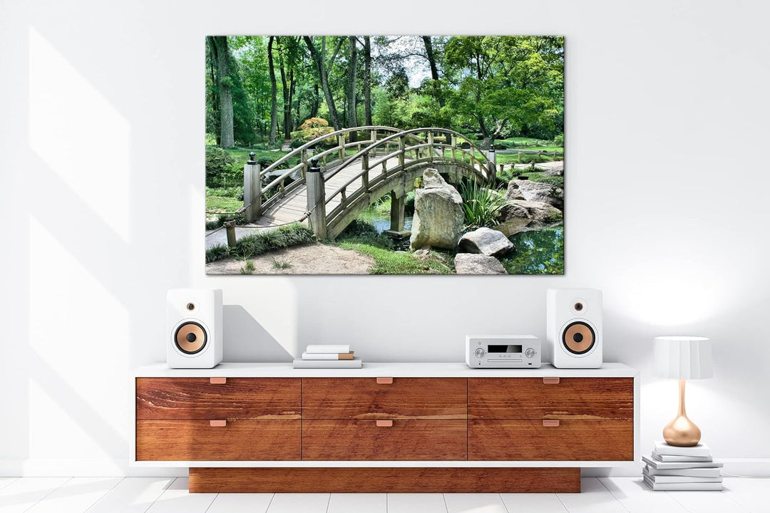 deyoli Japanischer Garten Format:75x50 cm als Leinwandbild, Motiv fertig gerahmt auf Echtholzrahmen,