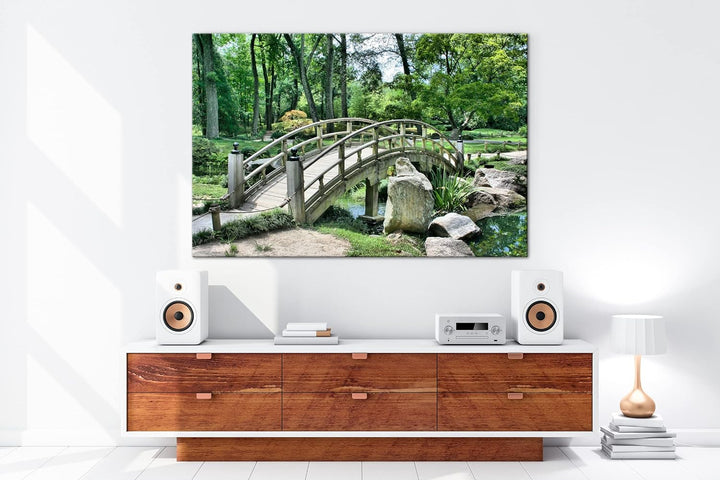 deyoli Japanischer Garten Format:75x50 cm als Leinwandbild, Motiv fertig gerahmt auf Echtholzrahmen,