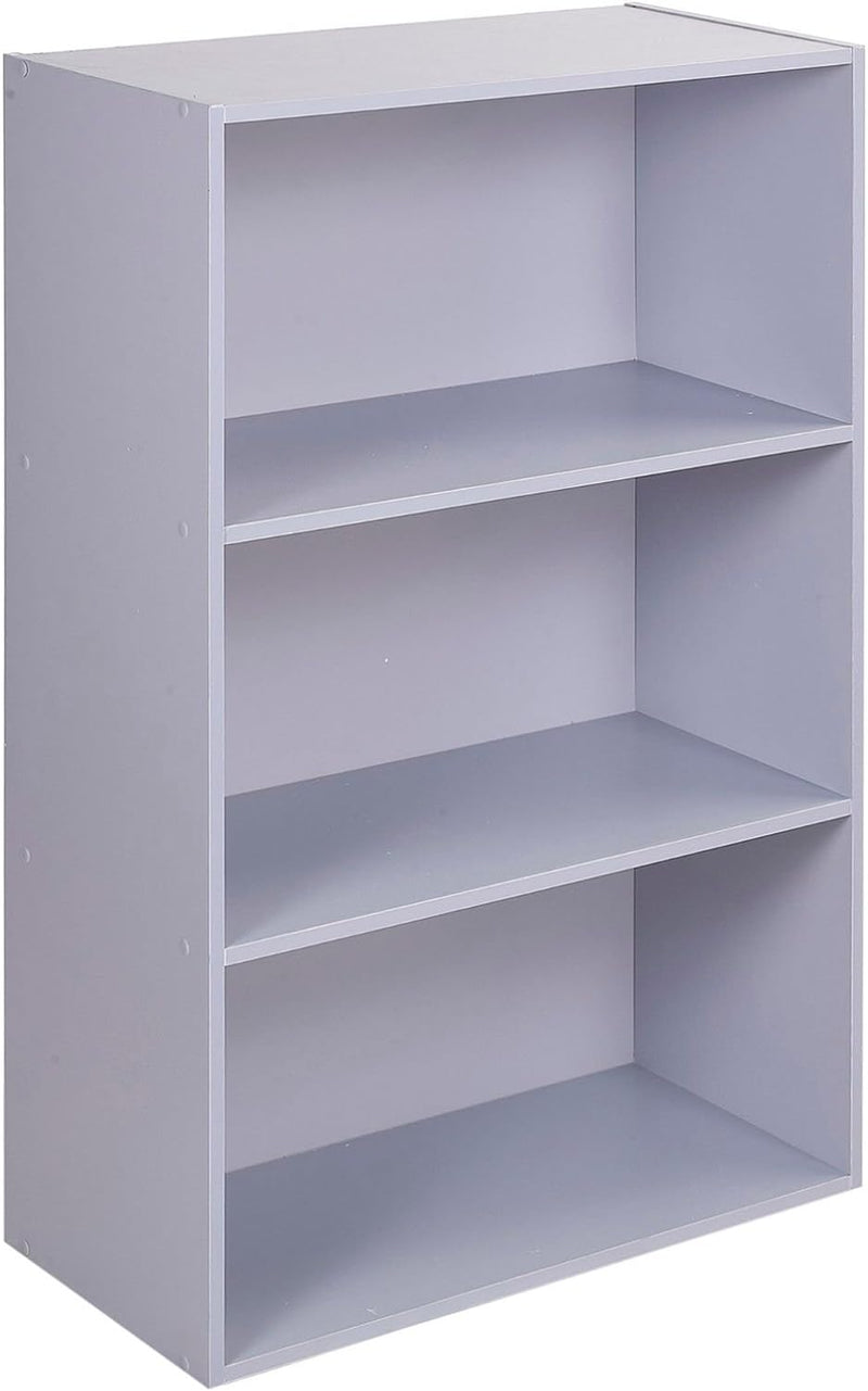 Urbnliving Breites Bücherregal aus Holz mit 3 Ebenen Modern grau, Grau
