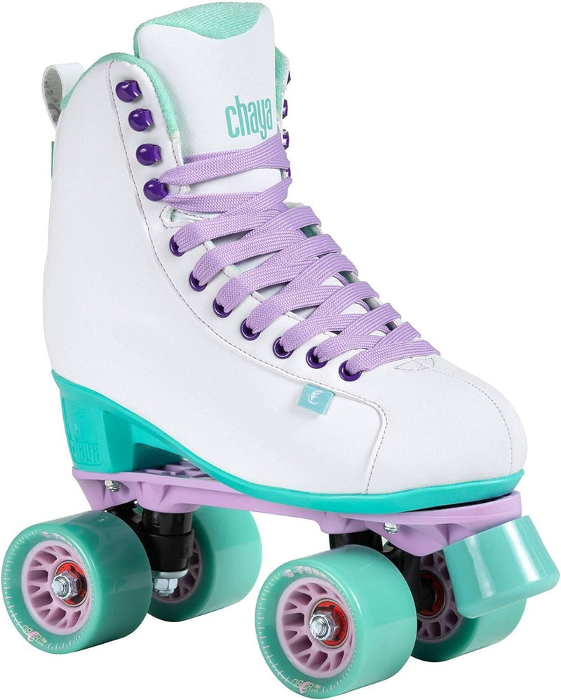 Chaya Roller Skates Melrose White für Damen in Weiss/Grün, 61mm/78A Rollen, ABEC 7 Kugellager, Art.