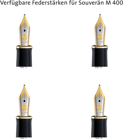Pelikan Füllhalter Souverän 400, Schwarz-Blau, Feder M (mittel), hochwertiger Kolbenfüller im Gesche