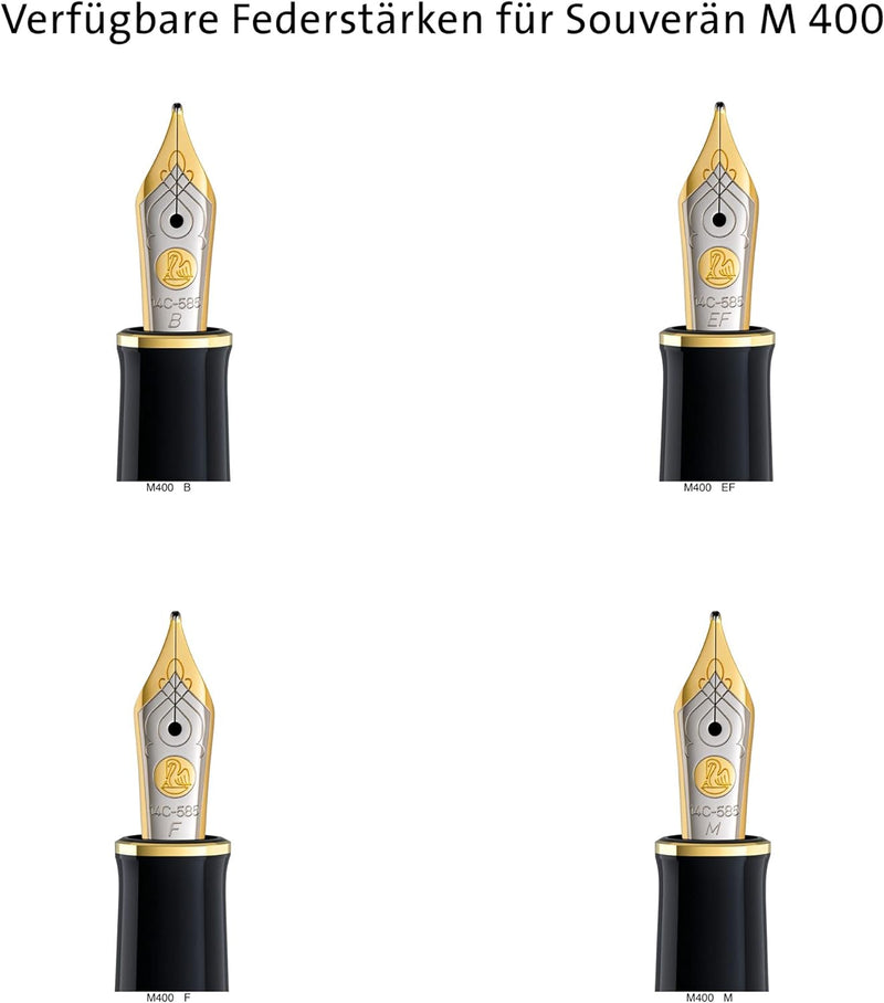 Pelikan Füllhalter Souverän 400, Schwarz-Blau, Feder M (mittel), hochwertiger Kolbenfüller im Gesche