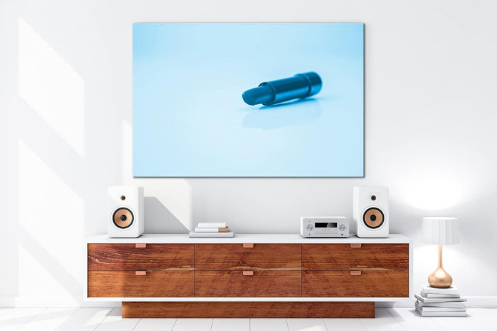 deyoli erotischer roter Lippenstift Format 80x60 Effekt: Monocrome Blau als Leinwandbild, Motiv fert
