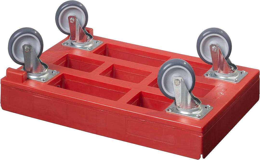 4 Stück Hygiene Transportroller für Kisten 60 x 40 cm mit 4 Lenkrollen in rot