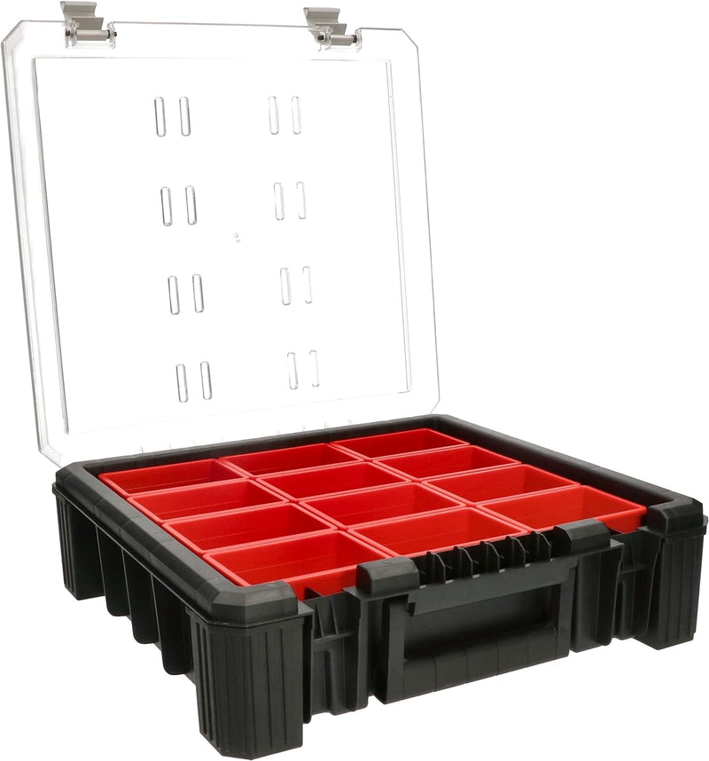 KOTARBAU® Tragbarer Sortimentskasten WRC 39x40x11 cm Aufbewahrungsbox mit Kammern aus Polycarbonat H