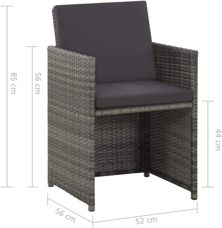 Tidyard Garten-Essgruppe 13-TLG. Poly Rattan Sitzgruppe Grau, inkl 1 Tisch + 4 Stühle + 8 Kissen, Ga