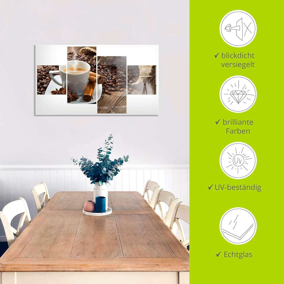 ARTland Glasbilder Wandbild Glas Bild einteilig 45x60 cm Hochformat Kaffee Coffee Cafe Kaffeetasse K