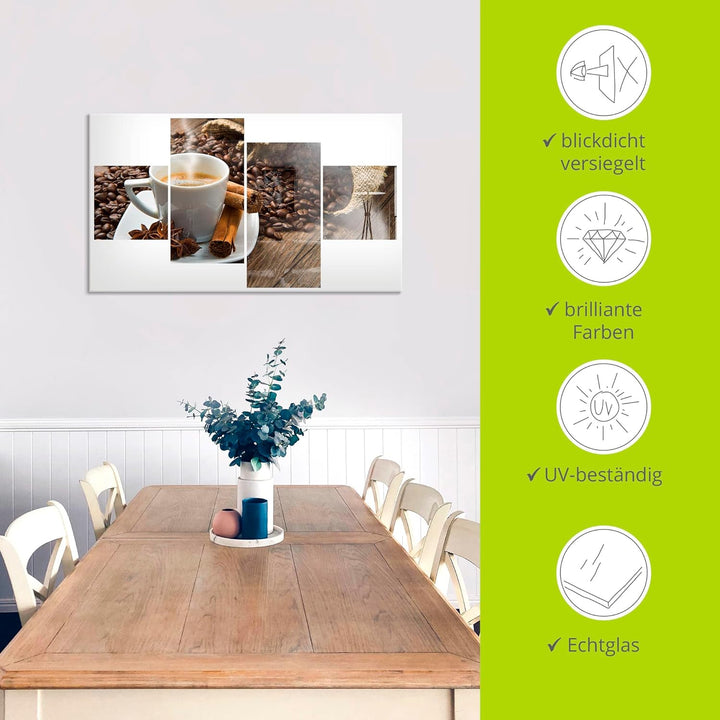 ARTland Glasbilder Wandbild Glas Bild einteilig 45x60 cm Hochformat Kaffee Coffee Cafe Kaffeetasse K