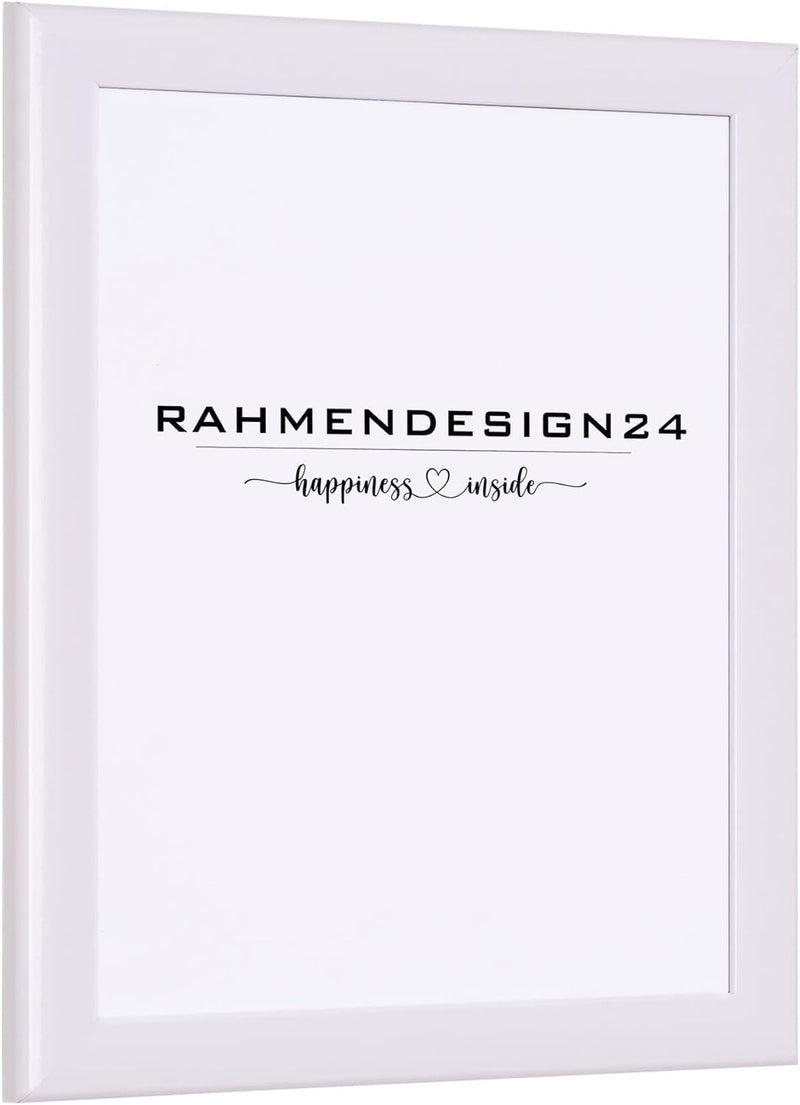 Rahmendesign24 Bilderrahmen Fiona 50x70 (POSTERFORMAT) Weiss (Hochglanz) Fotorahmen, Wechselrahmen,