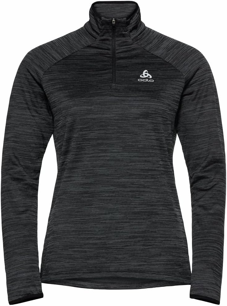 Odlo Damen Laufoberteil mit Reissverschluss Run Easy WARM L Black Melange, L Black Melange