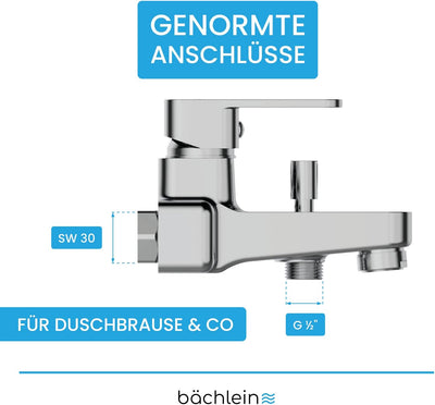 Bächlein Universal Badewannenarmatur Junias in Kantigem Design – Wannenbatterie Komplettset inkl. al