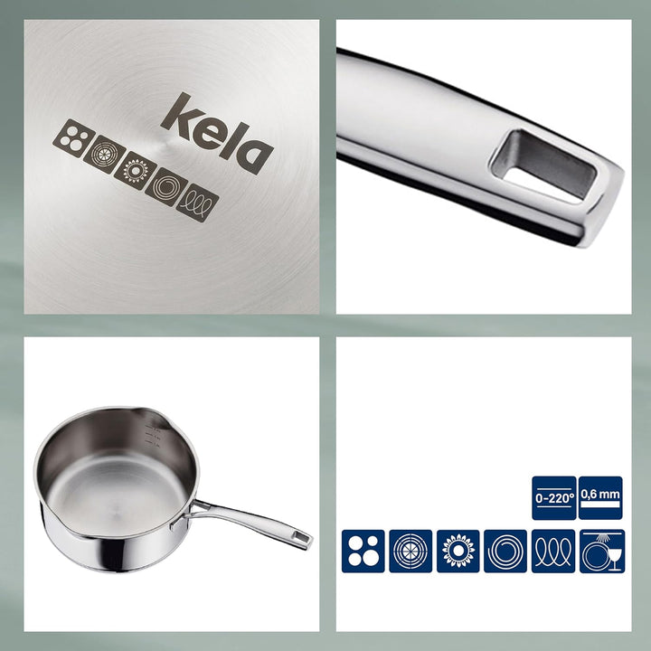 Kela 10183 Flavoria Stielkasserolle, 18/8 Stainless Steel, 2.6 liters 2,6 l, 2,6 l