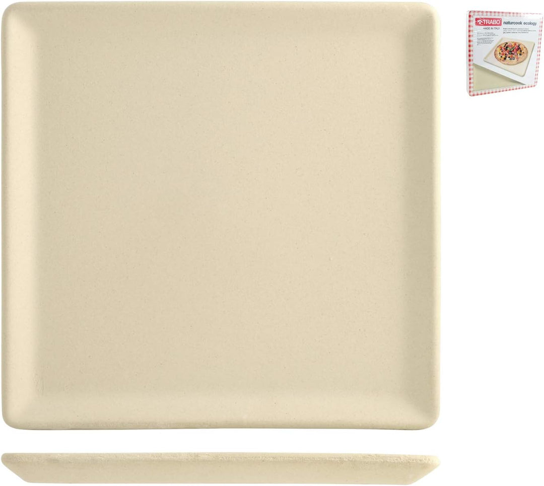 Trabo My Cooking Naturcook Feuerfeste Platte, Ton, Beige, 35 x 34.5 cm, Höhe 2.5 cm