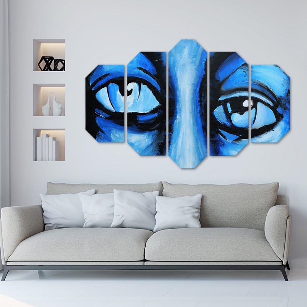 Deco Panel 5 Paneele Deko Wand Kunst Augen Blau 100x70 cm Deko Paneel 100x70 cm Blau_A, Deko Paneel
