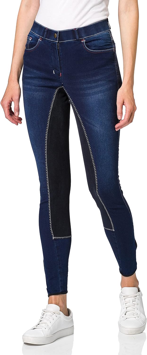 HKM Herren Reithose Summer Denim mit 3/4 Alos Besatz 36 Jeansblau/Dunkelblau, 36 Jeansblau/Dunkelbla