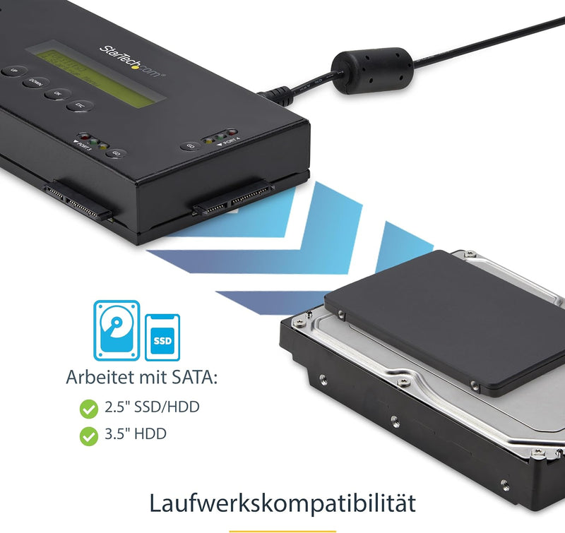 StarTech.com SSD/HDD Festplattenlöschgerät mit 4 Steckplätzen - 2,5" & 3,5" SATA - Selbständiges Sic