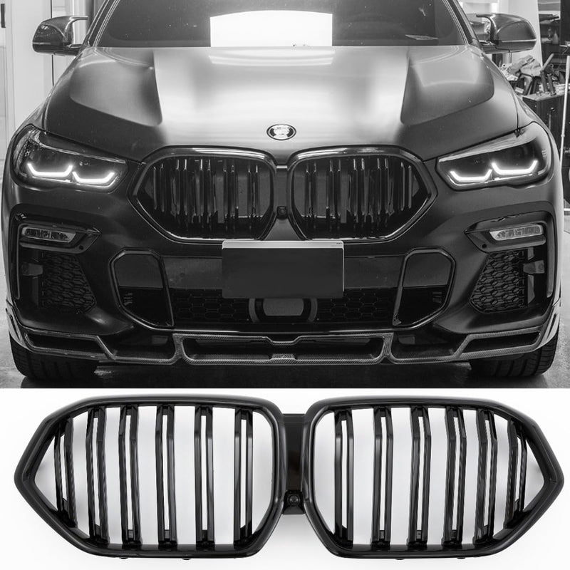 GCP PASST FÜR X6 G06 SPORT KÜHLERGRILL DOPPELSTEG GRILL GLANZ SCHWARZ