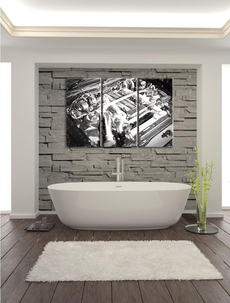 Pixxprint Motorblock 3Teiler 120x80 cm Leinwandbild Wandbild Kunstdruck